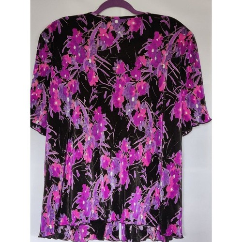 Camiseta sin mangas tejida acordeón negra y púrpura vintage de Los Angels para mujer talla 18 - Imagen 10 de 11