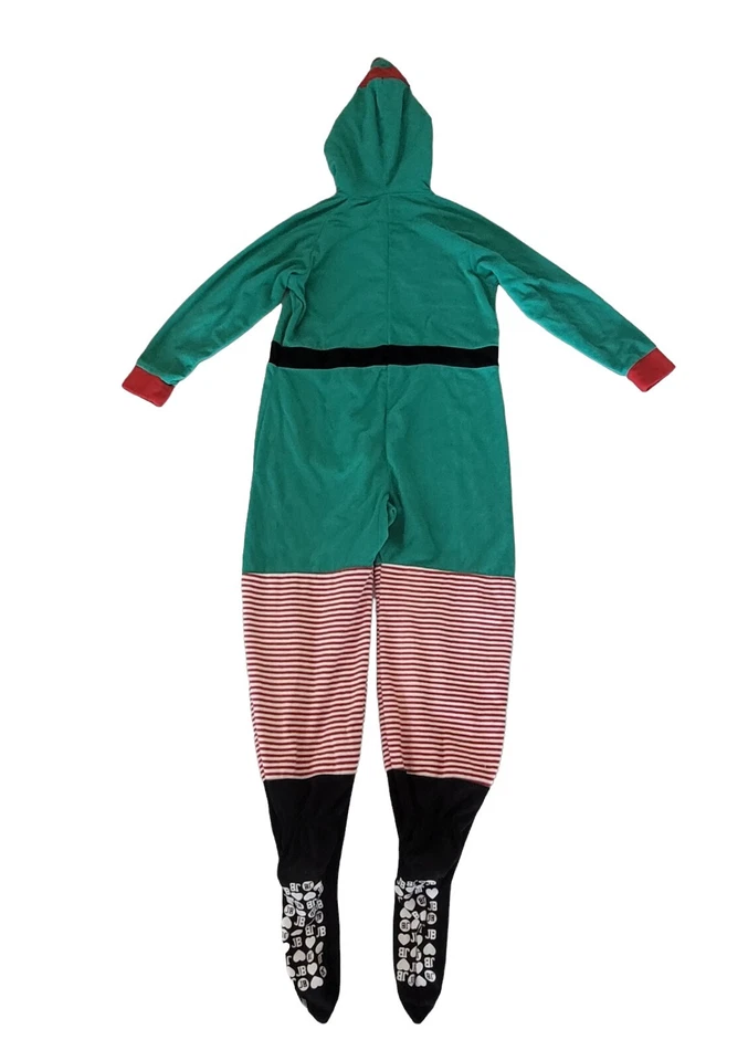 Pijama feminino Joe Boxer pé de elfo peça única com capuz verde tamanho médio - Imagem 3 de 4