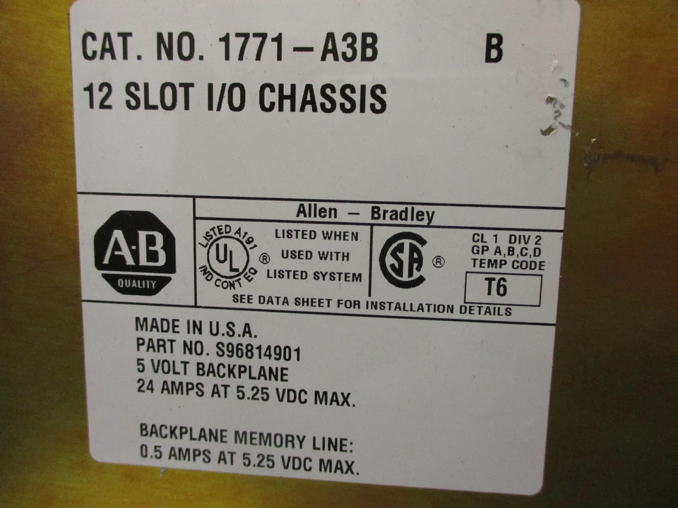 CHASIS DE E/S ALLEN-BRADLEY 1771-A3B1 SERIE B 12 RANURAS Foto 4 de 4