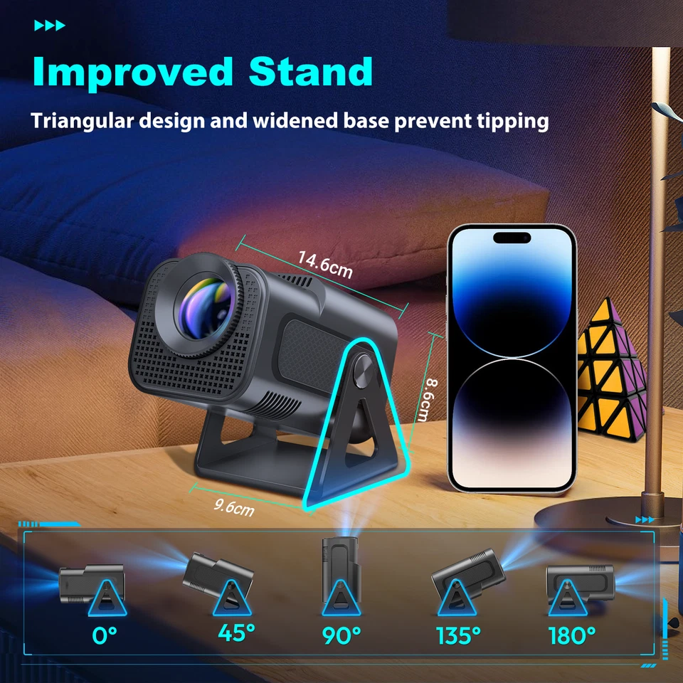 4K Projector 12000LMS 1080P 3D 5G WiFi Bluetooth Video Home Theater 200" Display - Image 4 of 4