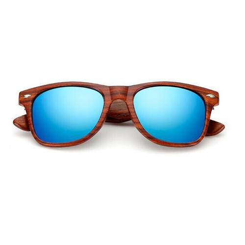 Square Imitation Wood Frame Sunglasses Men Women Wooden Temple Outdoor Glasses - Picture 20 of 33