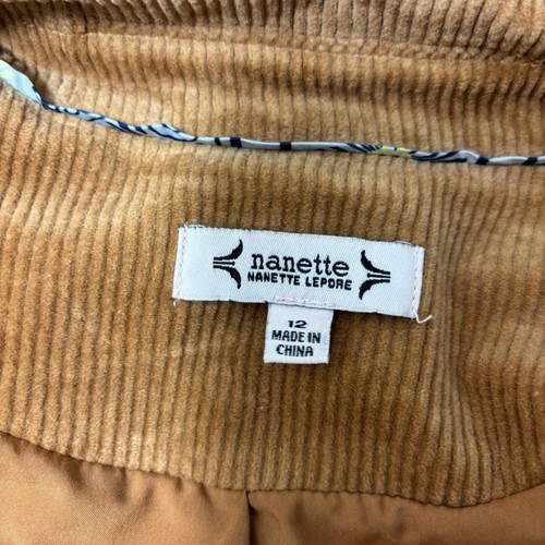 Nanette Lepore Tan Corduroy Blazer with Notched Lapels Size 12 - Picture 5 of 15