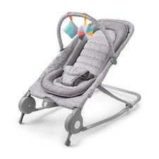 2-In-1 Bouncer  Rocker Duo Light Gray Tweed Convenient and Portable Rocker an