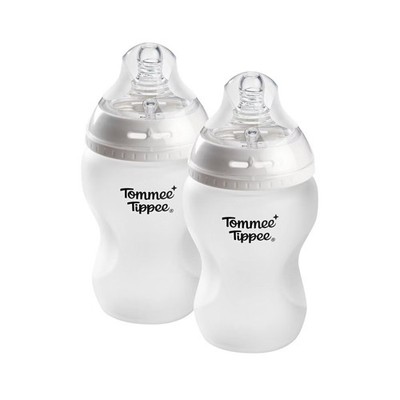 Tommee Tippee Silicone Start Coated Glass Baby Bottles - Clear - 9