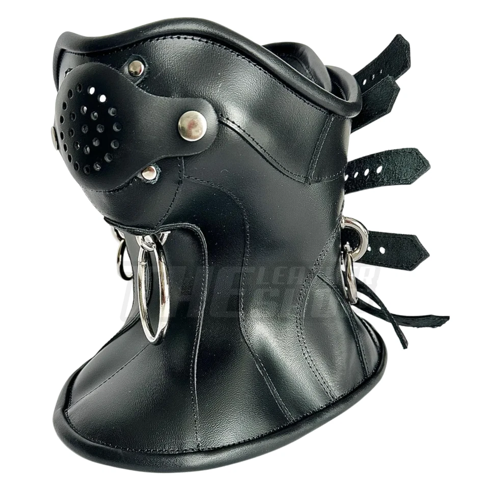 Couro genuíno gótico pescoço espartilho colar steampunk BDSM fetiche bondage engrenagem - Imagem 4 de 4