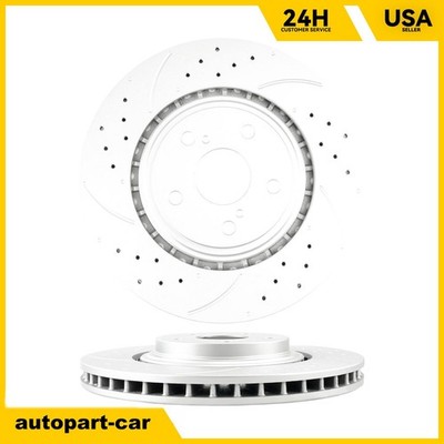 2x Front Drilled Slotted Vented Rotors For Toyota Highlander 2008-19 12044158