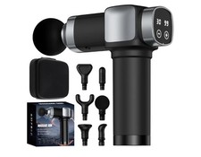 Massage Gun W/ 6 Deep Tissue Heads for Pain Relief Travel Case - Black