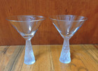 2 Artland Prescott Hand Blown Martini Cocktail Glasses Frosted Honeycomb Stem