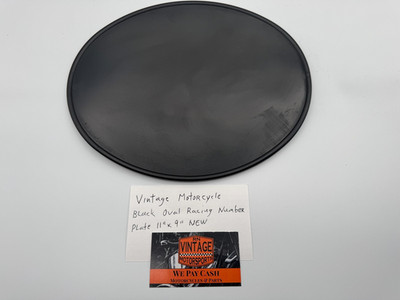 Vintage Motorcycle Black Oval Racing Number Plate 11'' x 9'' New