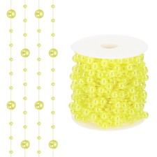 98 Feet Artificial Pearl String, Faux Pearl Beads Vases Filler, Yellow