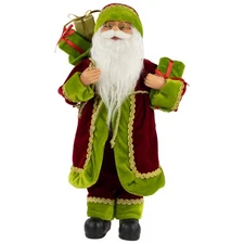 NORTHLIGHT 16" Grand Imperial Red/Green/Gold Standing Santa Christmas Figure