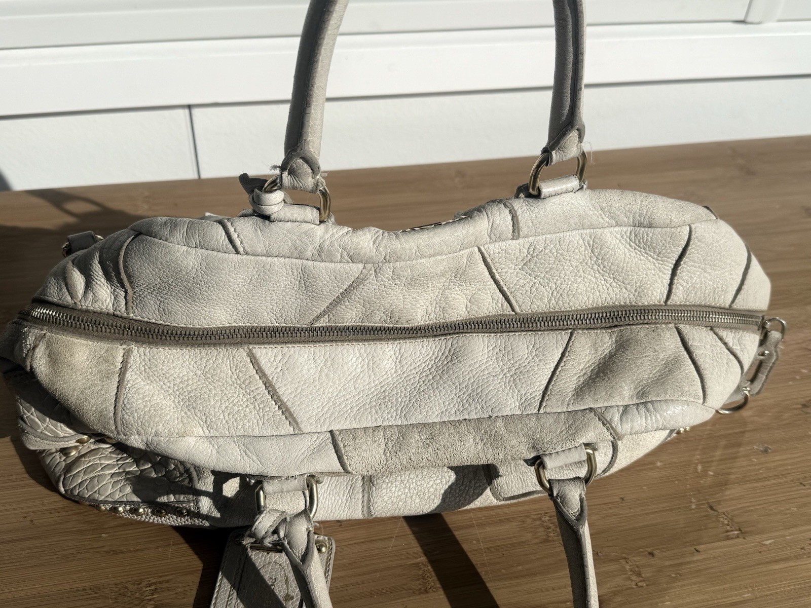 Authentic Prada Cervo Patchwork Bowler Bag Ivory … - image 12