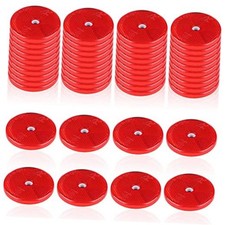 48 Pcs Front Reflector Round Reflector for Driveway Fence Gate Posts Red