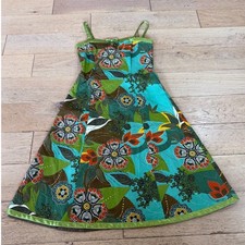 Signature By Robbie Bee Green Floral Midi Size 10 Retro Spaghetti Strap (972)