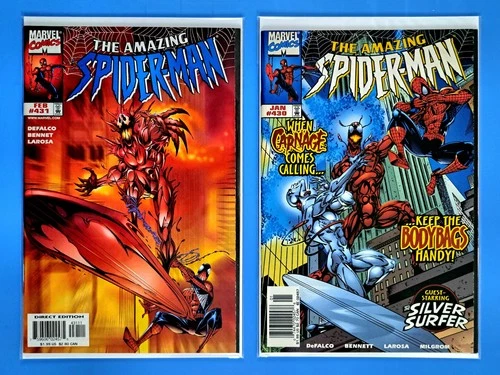 Amazing Spider-Man #431 430 HTF Newsstand (1998) 1st Surfer Carnage NM+ Lot Of 2