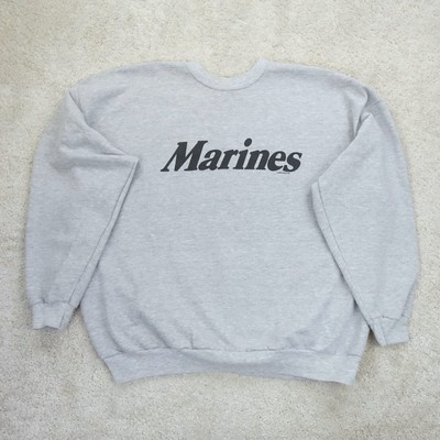 Hanes Sweatshirt Herren 2XL meliert grau Baumwolle vorgeschrumpft Grafikdruck Marines