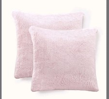 2 Throw Pillow Covers/ Pillowcases Fluffy Plush Soft Light Pink 24x24 Zip...