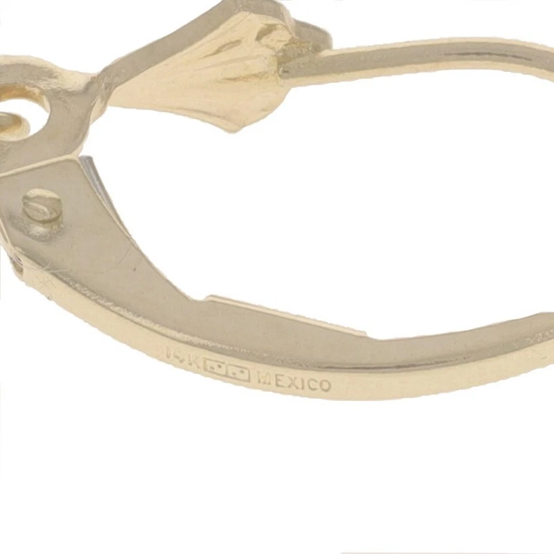 Yellow Gold Cultured Pearl Citrine Dangle Earrings - 14k Pierced - Image 4 of 4