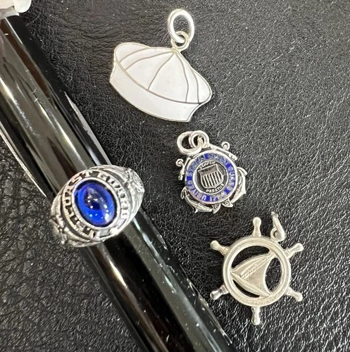 Vintage  US Armed Forces Coast Guard Sterling Silver Ring & bracelet Charms