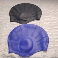 Black and Blue Swim Caps Set Adult Unisex Swimming Pool Training Gear