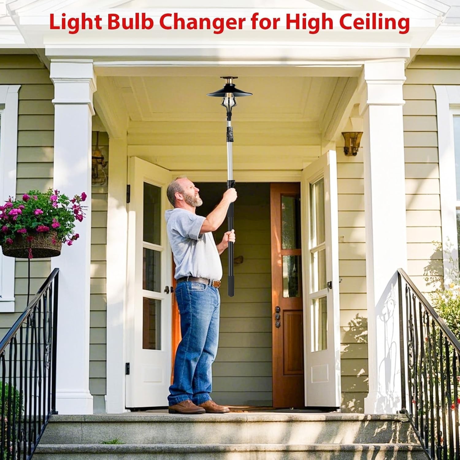 TOOVEM 12FT Light Bulb Changer for High Ceiling Extension Pole Removal Tool