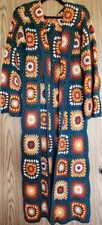 Crochet Granny Square Maxi Shawl 70s Boho Hood