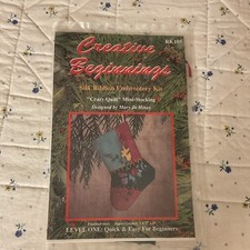 Creative Beginnings Silk Ribbon Embroidery Crazy Quilt Mini-Stocking RK105 NIP
