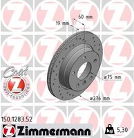 2X Bremsscheibe Zimmermann 150.1283.52 2 Bremsscheiben Hinterachse Hinten