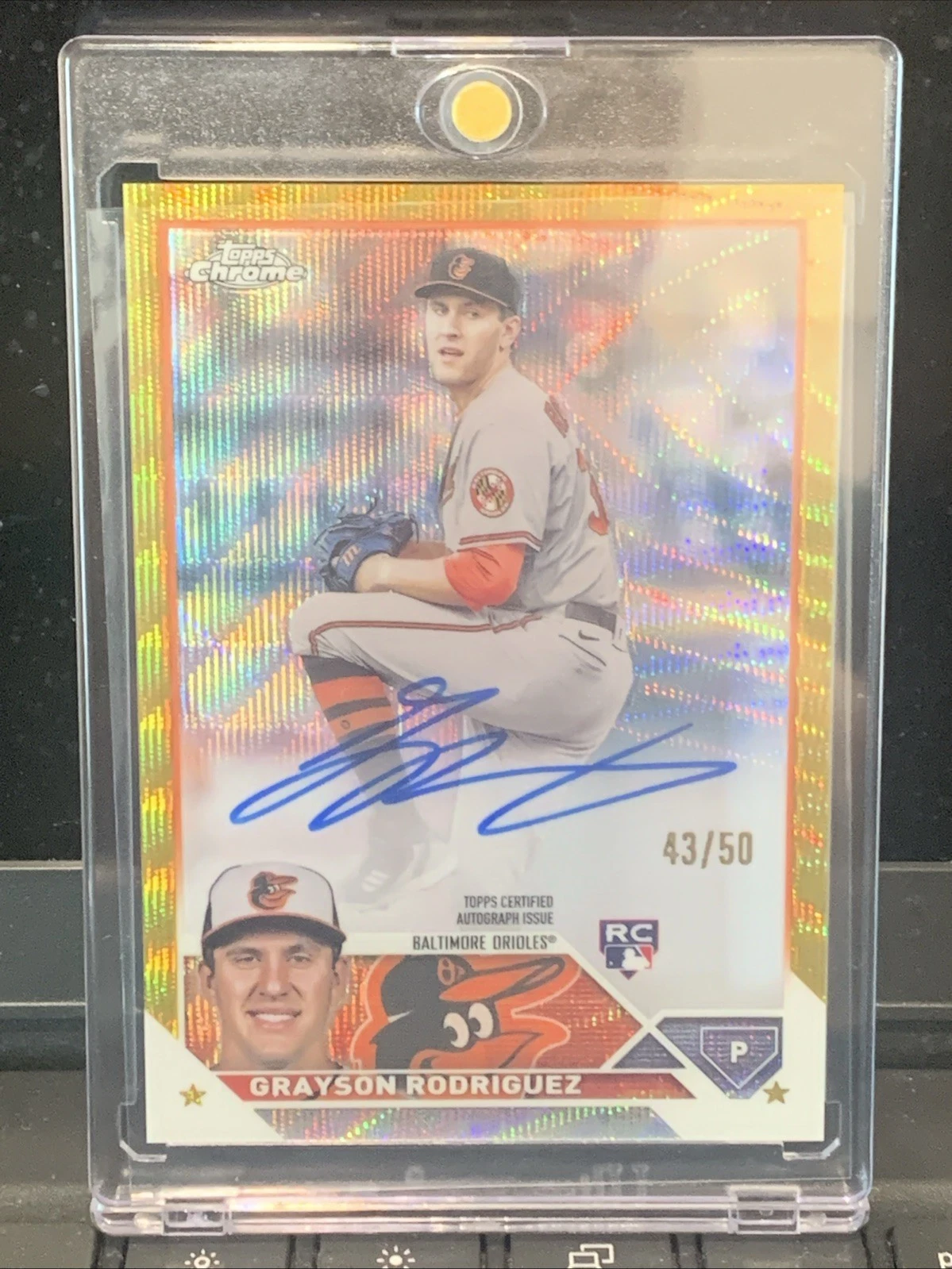 GRAYSON RODRIGUEZ 2023 TOPPS CHROME ROOKIE GOLD REFRACTOR RC AUTO /50