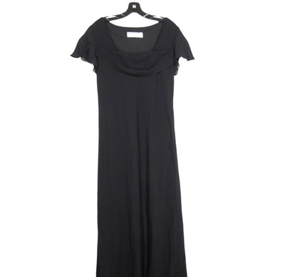 DONNA RICCO Black LAYERED CHIFFON Drape Neckline COCKTAIL Sheath Dress Sz M/8