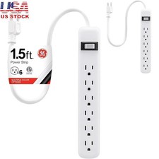 6 Outlets Power Strip W/ 1.5ft Heavy Duty Cord Mountable Circuit Breaker New