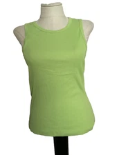 NO BOUNDARIES Bright Green High Neck Stretch Rib Knit Tank Sz Jrs. L*