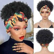 short headband wig, 4inch curly head band wig,1b black wig for women 