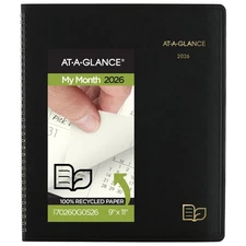 AT-A-GLANCE 2026 Planner, Monthly, 9" x 11", Large, Recycled, Black (70260G05...
