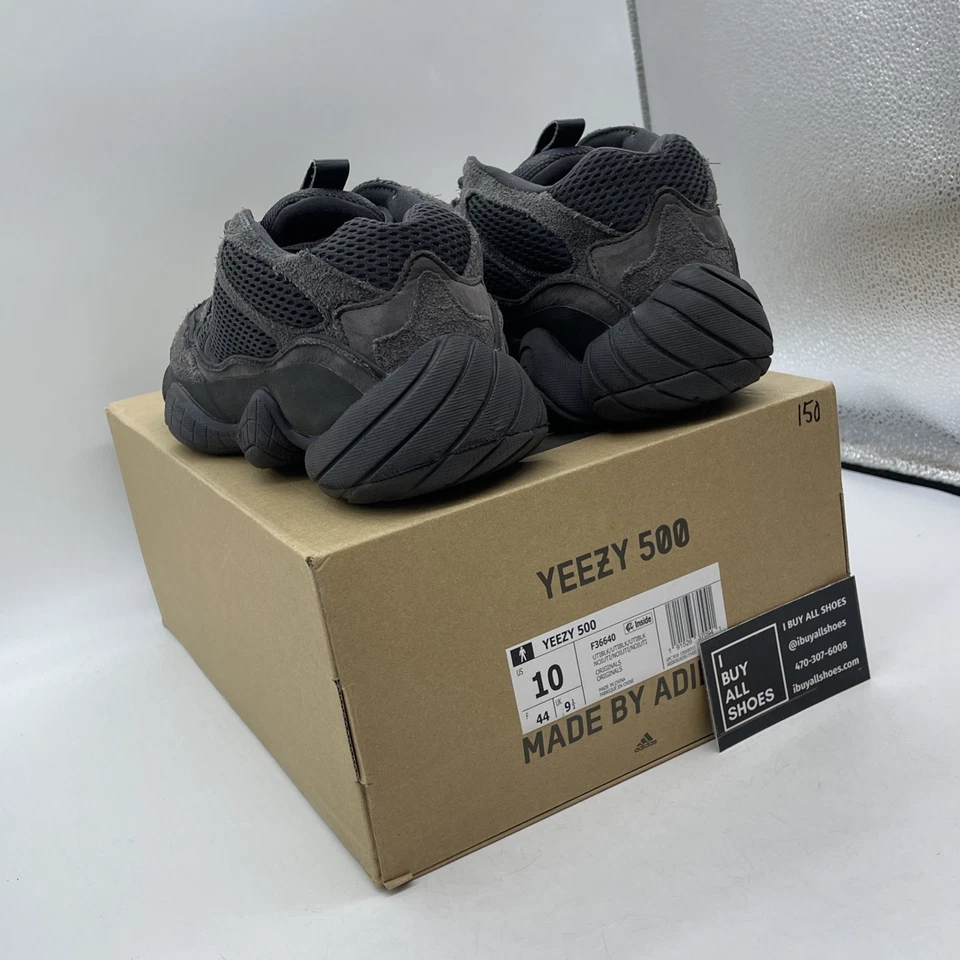 Size 10 - adidas Yeezy 500 Low Utility Black Suede Leather (F36640) - Image 4 of 4