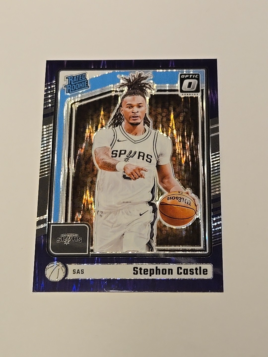 2024-25 Optic Stephon Castle #254 RC Rated Rookie Purple Shock Spurs NM