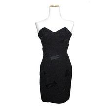 Other Brand Ludovic de Saint Sernin Black Silk Lace Dress 55 135802474
