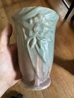 Antique Nelson McCoy Grape and Leaf Vase Matte Green Art Pottery 6" 1930s