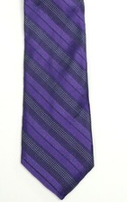 New Mens Ted Baker Purple Stripe 100% Silk Slim Neck Tie Made In USA
