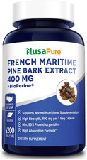 French Maritime Pine Bark Extract 400Mg per Veggie Caps 200-Day Supply with Biop