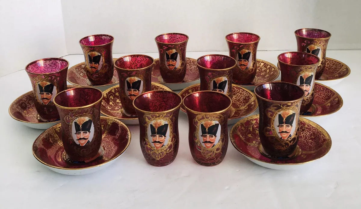 Gold Rim PersianTea Glasses/Coffee Mugs Set of 6