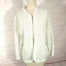 vintage pointelle Cardigan Sweater Small