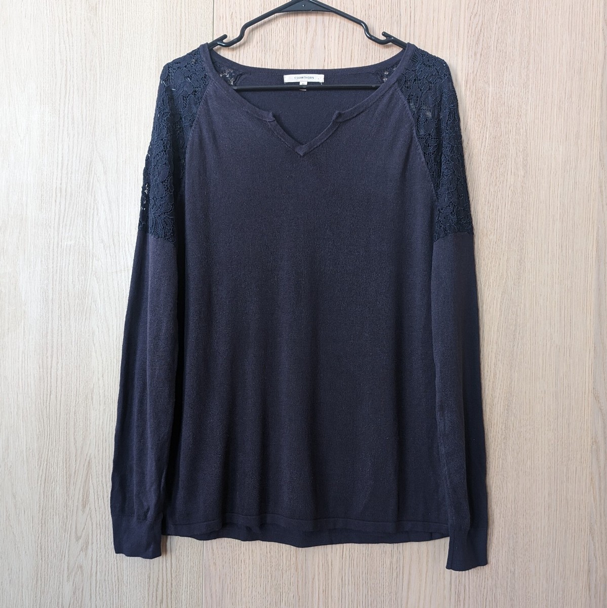 41 Hawthorn Stitch Fix Womens XL Sweater Navy Blue Lace Long