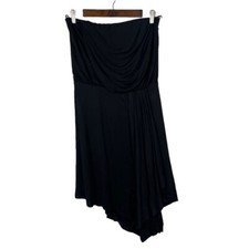 White House Black Market WHBM Black Strapless Asymmetrical Hem Jersey Dress 8