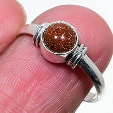 Red Sunstone Gemstone Handmade 925 Sterling Silver Jewelry Ring Size 7 US 