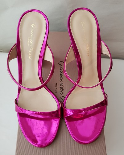 Gianvito Rossi Women Aura Double Band Sandals Heels Metallic Pink Leather 40 10 - Picture 9 of 15
