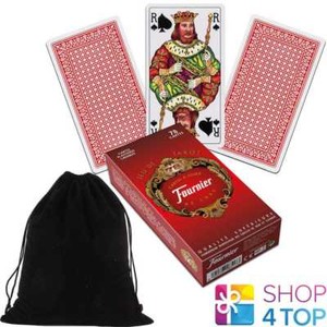 FRENCH-TAROT-DECK-FOURNIER-78-PLAYING-CARDS-RED-JEU-DE-WITH-VELVET-BAG-NEW