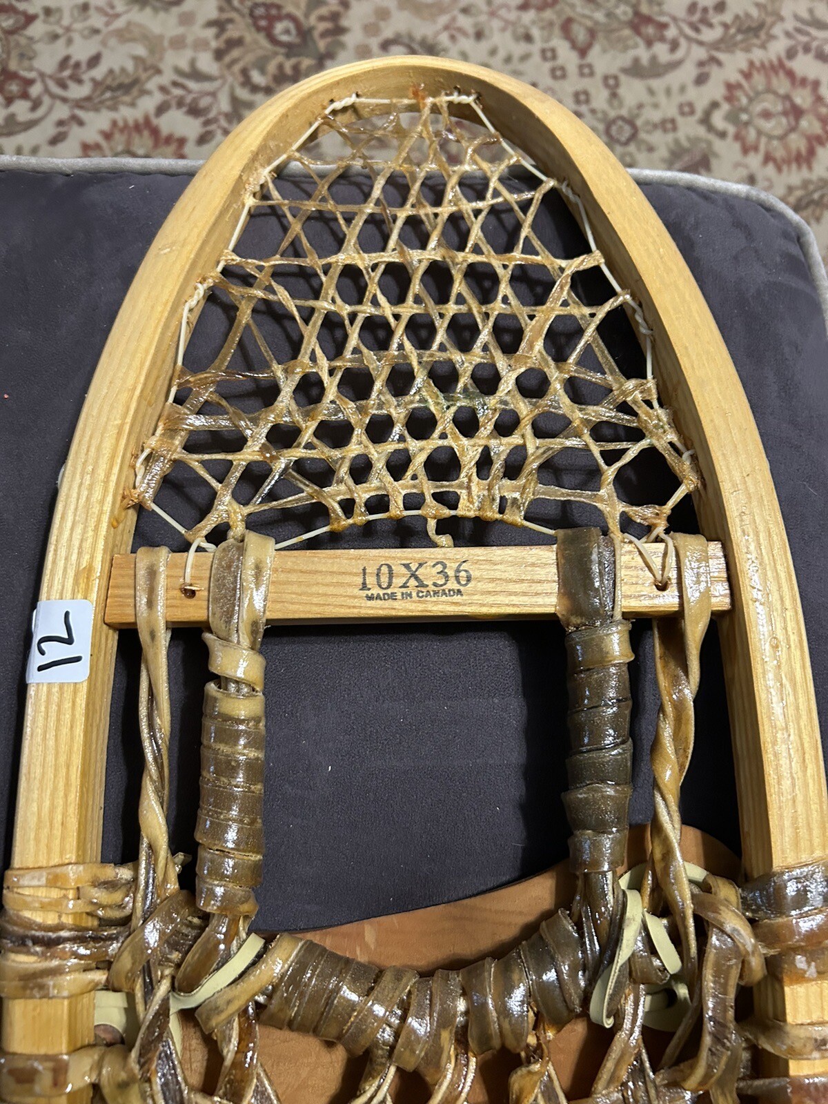 Vintage Cabela's Wooden SNOWSHOES rawhide 10" x 36" Excellent Condition