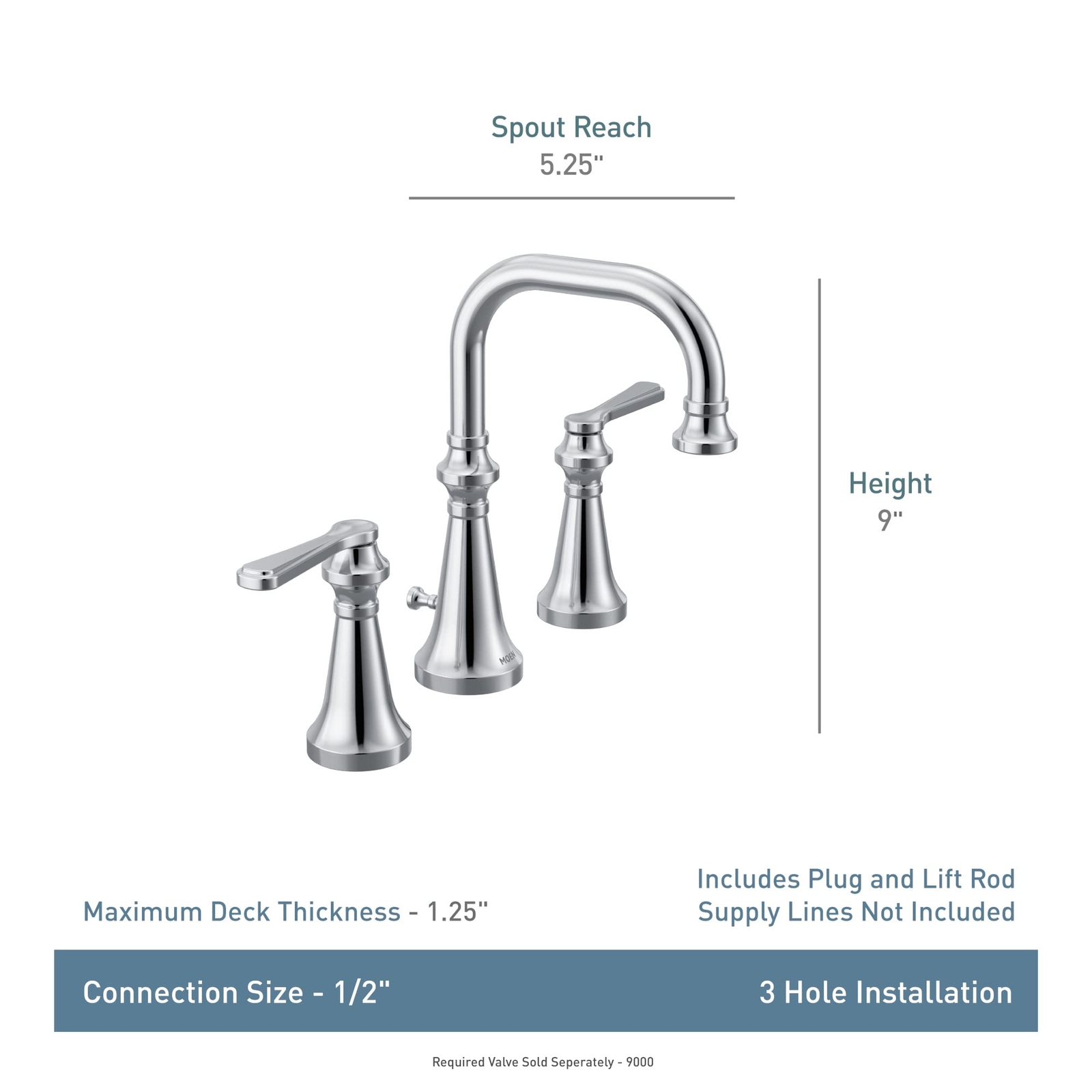Moen TS44102BG Colinet Zwei-Weitwinkel-Wasserhahn Mit Hebelgriffen - Gebürstetes Gold Finish Für Badezimmer, Ventil Separat Erforderlich