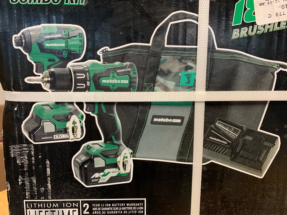 metabo hpt 2-tool 18-volt brushless power tool combo kit w/soft